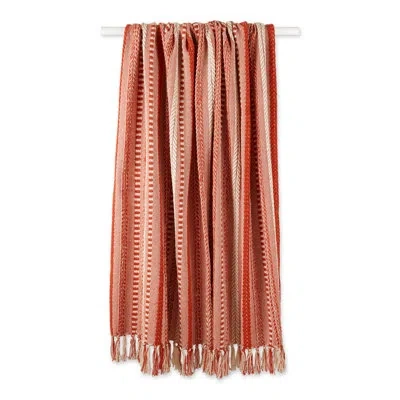 Design Imports Braided 100% Cotton Throw In Orange
