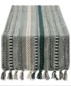 Design Imports Braided Stripe Jacquard Fringe Table Runner, 15" X 108"