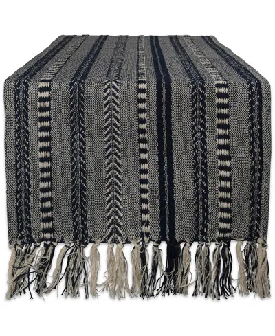 Design Imports Braided Stripe Table Runner 15" X 108" In Gray