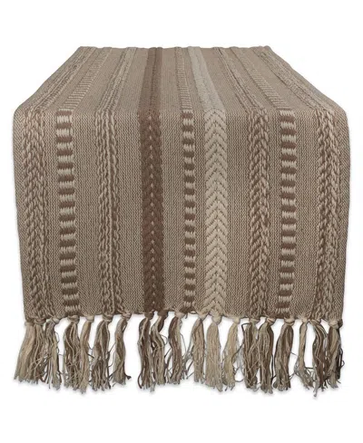 Design Imports Braided Stripe Table Runner 15" X 108" In Brown