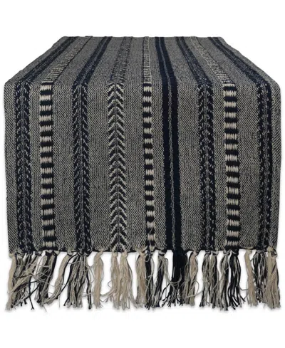 Design Imports Braided Stripe Table Runner 15" X 72" In Gray
