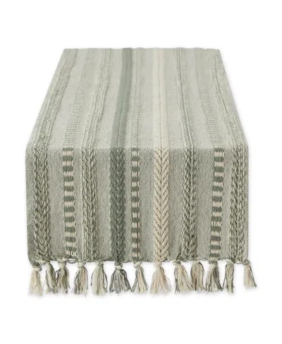 Design Imports Braided Stripe Table Runner, 15x108 Inches In Green