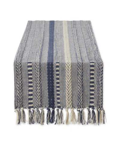 Design Imports Braided Stripe Table Runner, 15x72 Inches In Blue
