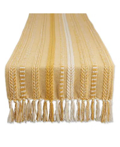 Design Imports Braided Stripe Textured Table Runner, 15" X 108" In Yellow