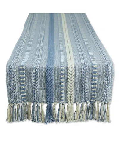 Design Imports Braided Stripe Textured Table Runner, 15" X 108" In Blue