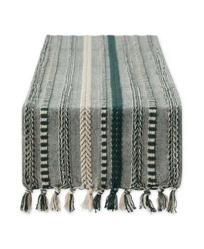 Design Imports Braided Stripe Textured Table Runner, 15" X 72" In Green