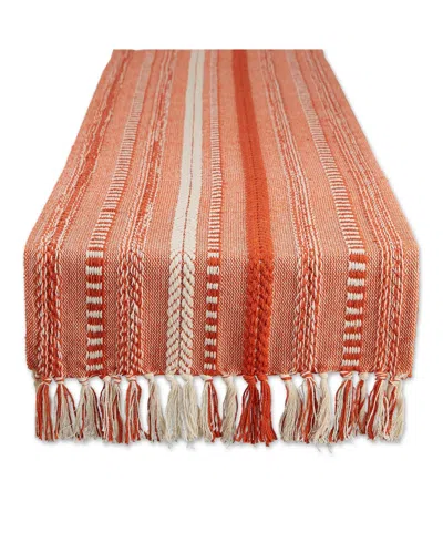 Design Imports Braided Stripe Textured Table Runner, 15" X 72" In Red