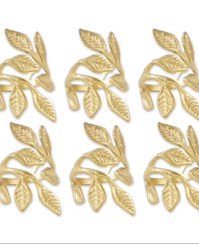 Design Imports Brass Napkin Ring, Set Of 6 In Gold Vine