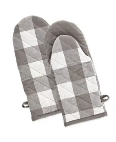 Design Imports Buffalo Check 2-pack Kitchen Mitts In Gray