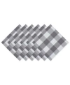Design Imports Buffalo Check Napkin, Set Of 6 In Gray