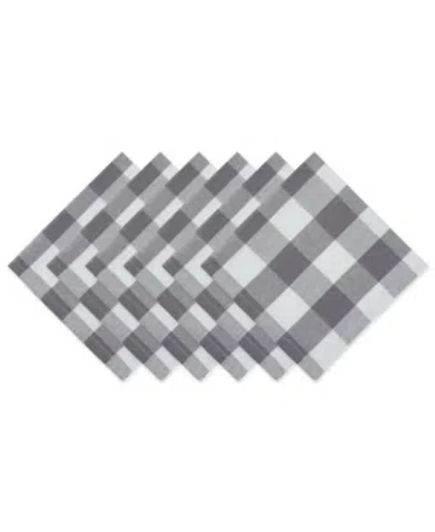 Design Imports Buffalo Check Napkin, Set Of 6 In Gray