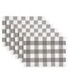 Design Imports Buffalo Check Ribbed Placemat, Set Of 6 In Gray