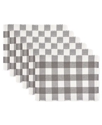 Design Imports Buffalo Check Ribbed Placemat, Set Of 6 In Gray
