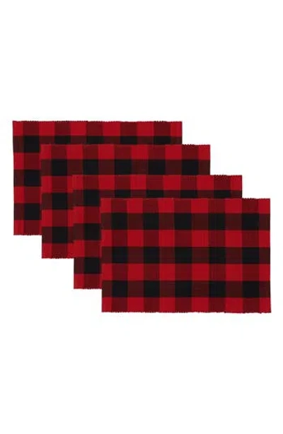 Design Imports Buffalo Check Set Of 4 Placemats In Red