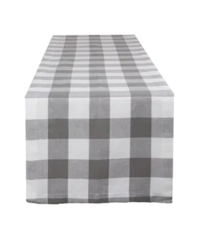 Design Imports Buffalo Check Table Runner, 14" X 72" In Gray