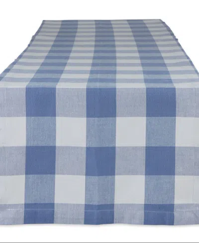 Design Imports Buffalo Check Table Runner, 14" X 72" In Stonewash Blue