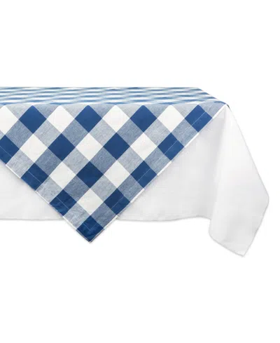 Design Imports Buffalo Check Table Topper 40" X 40" In Blue