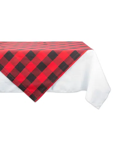 Design Imports Buffalo Check Table Topper 40" X 40" In Red