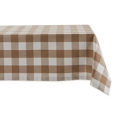 Design Imports Buffalo Check Tablecloth In White
