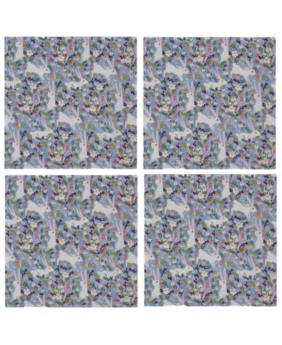 Design Imports Bunny Meadows Printed Cotton Napkins, Set Of 4 In Blue