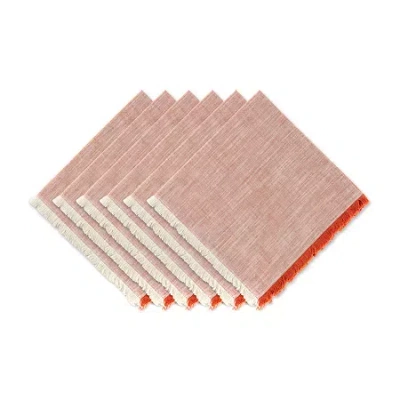 Design Imports Burnt Orange Fringe 6-pc. Napkins In Pink