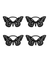 Design Imports Butterfly Metal Napkin Ring, Set Of 4 In Black