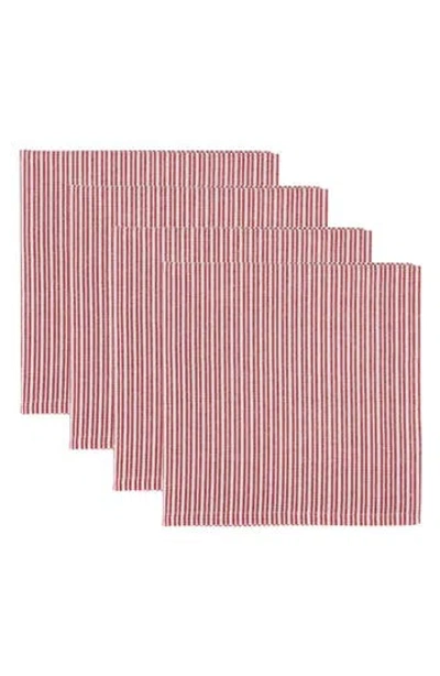 Design Imports Candy Cane Stripe 4-piece Napkin Set In Pink
