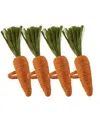 Design Imports Carrot Napkin Ring, Set Of 4 In Orange