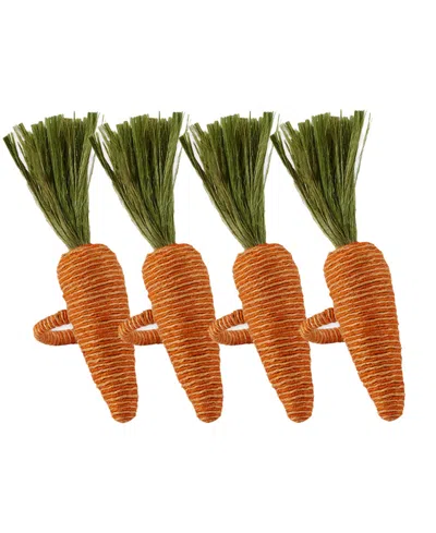 Design Imports Carrot Napkin Ring, Set Of 4 In Orange