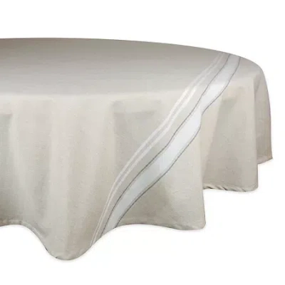 Design Imports Chambray French Sripe Tablecloth In White
