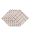 Design Imports Check Fringed Napkin, Set Of 6 In Gold-tone