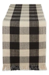 Design Imports Checkered Fringe Cotton Table Runner In Black