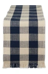 Design Imports Checkered Fringe Cotton Table Runner In Blue