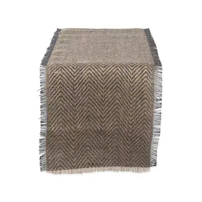 Design Imports Chevron Burlap Table Runner In Gray