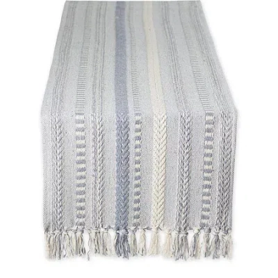 Design Imports Cool Gray Braided Stripe Table Runner