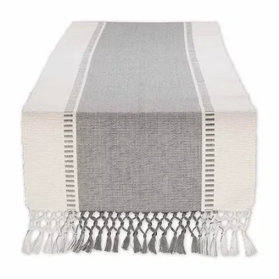 Design Imports Cool Gray Dobby Stripe Ribbed Table Runner