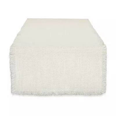 Design Imports Cream Sugar Basket Fringe Table Runner In Sand