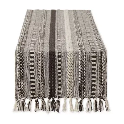 Design Imports Dark Brown Braided Stripe Table Runner In Gray