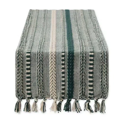 Design Imports Dark Green Braided Stripe Table Runner