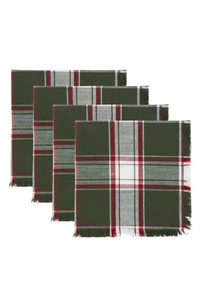 Design Imports Deck The Halls Plaid 4-piece Napkin Set In Green