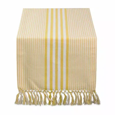 Design Imports Deep Yellow Stripes Table Runner In Neutral