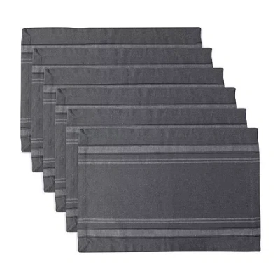 Design Imports Design Import French Stripe 6-pc. Placemats In Gray