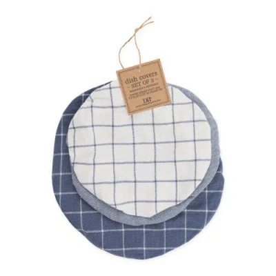 Design Imports Dish Covers Set Of 3 In Blue Indigo