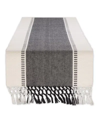 Design Imports Dobby Stripe Ribbed Table Runner, 13"x72 " In Black