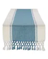 Design Imports Dobby Stripe Ribbed Table Runner, 13"x72 " In Storm Blue