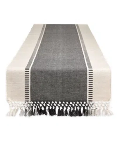 Design Imports Dobby Stripe Table Runner, 13" X 108" In Gray