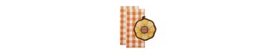 Design Imports Fall Kitchen Decor Collection Dish Towel Potholder Hostess Gift Set, Sunflowers/orange Buffalo Check In Sunflowers,orange Buffalo Check