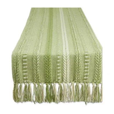 Design Imports Farmhouse Braided Stripe Table Runner In Green