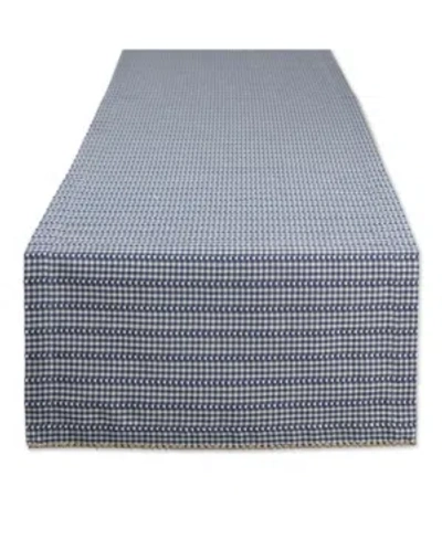 Design Imports Farmhouse Gingham Table Runner In Blue