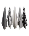 Design Imports Farmhouse Woven Dishtowel, Set Of 5 In Black